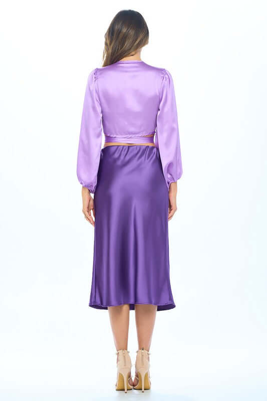 Silky Satin Wrap Crop Top with Tie