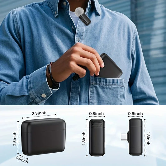 Wireless Microphone Lavalier with Charging Case Windproof Fleece Suitable for Phones Laptop Devices with Noise canceling MIC