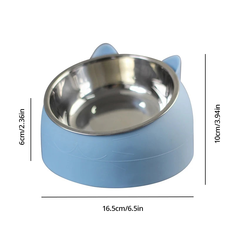 1pc Stainless Steel Creative Inclined Kitten Puppy Food Bowl