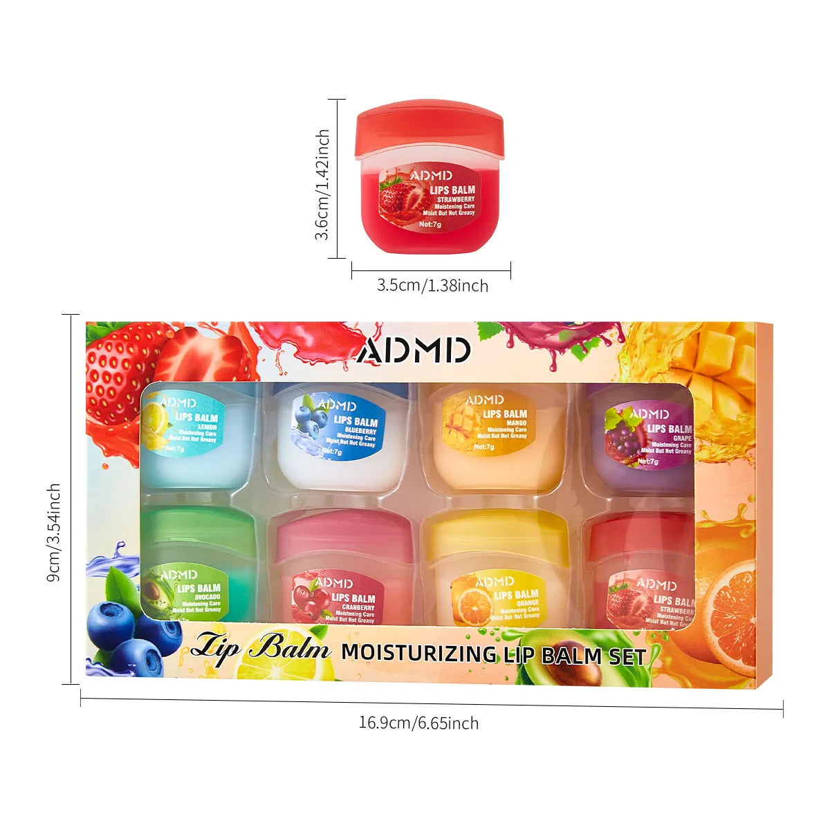 8pcs/box Fruits Lip Balm Sets Moisturizing Lipstick Makeup Base Moisturizer Lip Balm Anti-Cracking Lips Skin Care