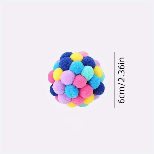 3PCS Cat Toys Cat Plush Ball Toy Pet Elastic Bell Ball Self Hi Ball