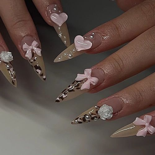 24Pcs Black Y2k Fake Nails with Diamond Halloween Long Almond False