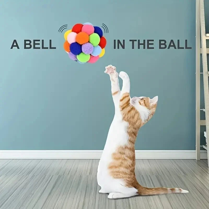 3PCS Cat Toys Cat Plush Ball Toy Pet Elastic Bell Ball Self Hi Ball