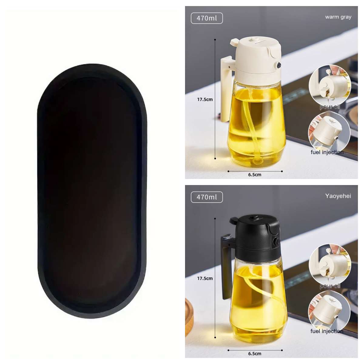 470ML Glass Olive Oil Sprayer & Dispenser – 2-in-1 Spray & Pour Bottle