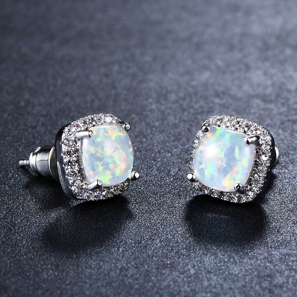 Korean-style Fashionable All-diamond Zircon Womens Stud Earrings