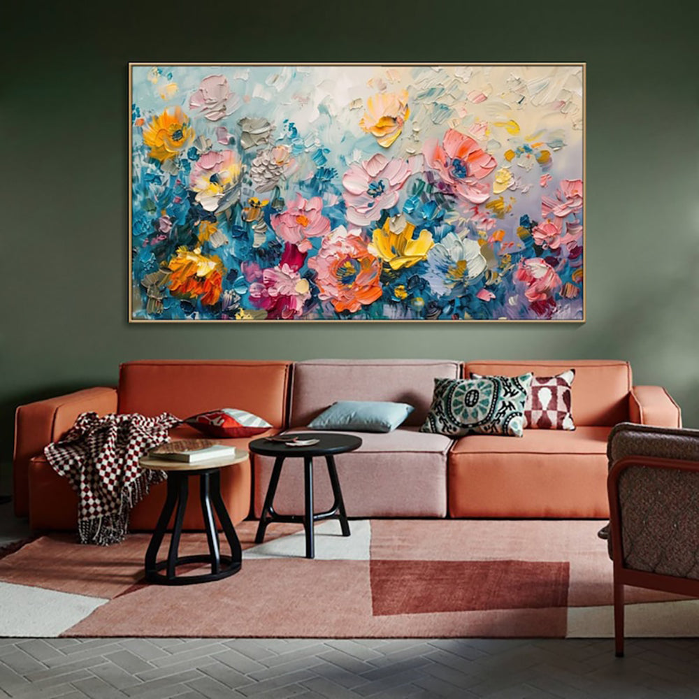 Handmade Handpainted Oil Painting On Canvas Large Fashion Flower Wall Art Rose Picture For Living Room Home Decor Gift