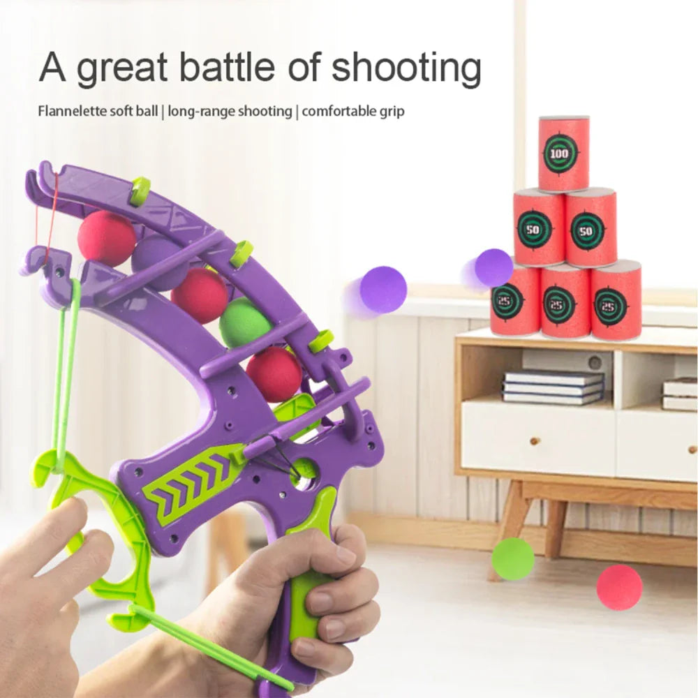 BULLSEYE KIDS ARCHERY SET - ELASTIC BOW & ASOFT SPONGE BALL TARGET FAMILY GAME