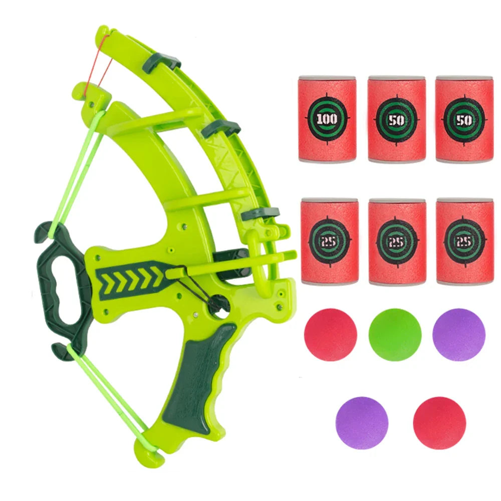 BULLSEYE KIDS ARCHERY SET - ELASTIC BOW & ASOFT SPONGE BALL TARGET FAMILY GAME