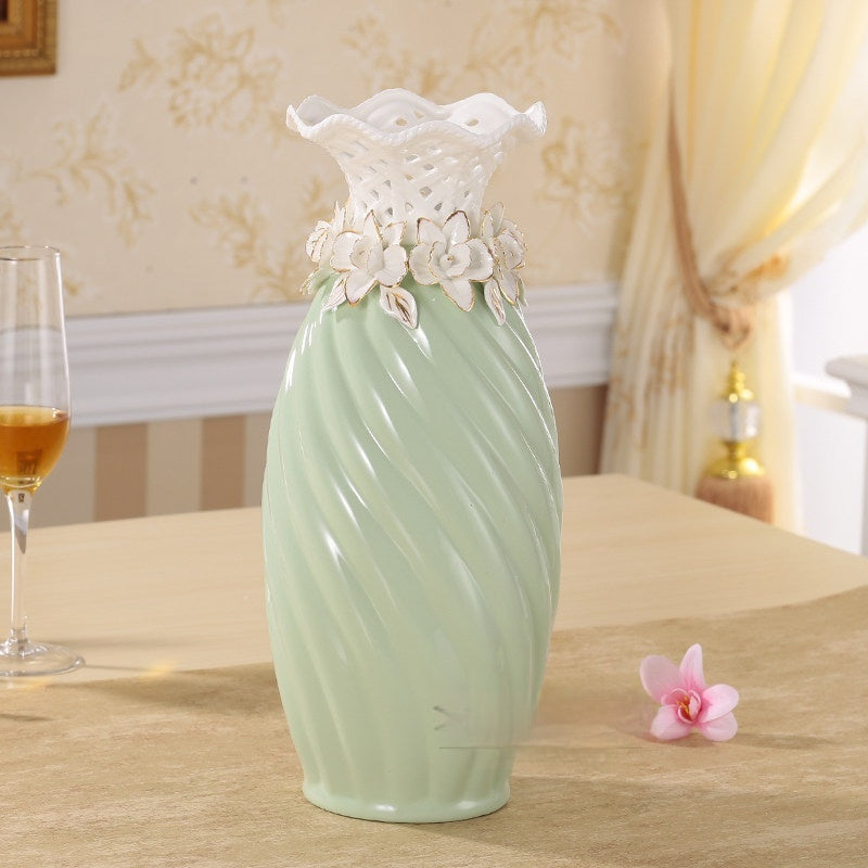 Ceramic Vase Ornament Home Decor Relief Hand-pinched Flower Design