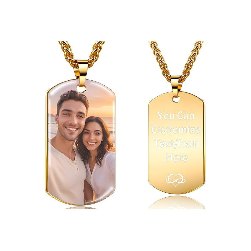 Creative Military Brand Glossy Color Printed Photo Necklace