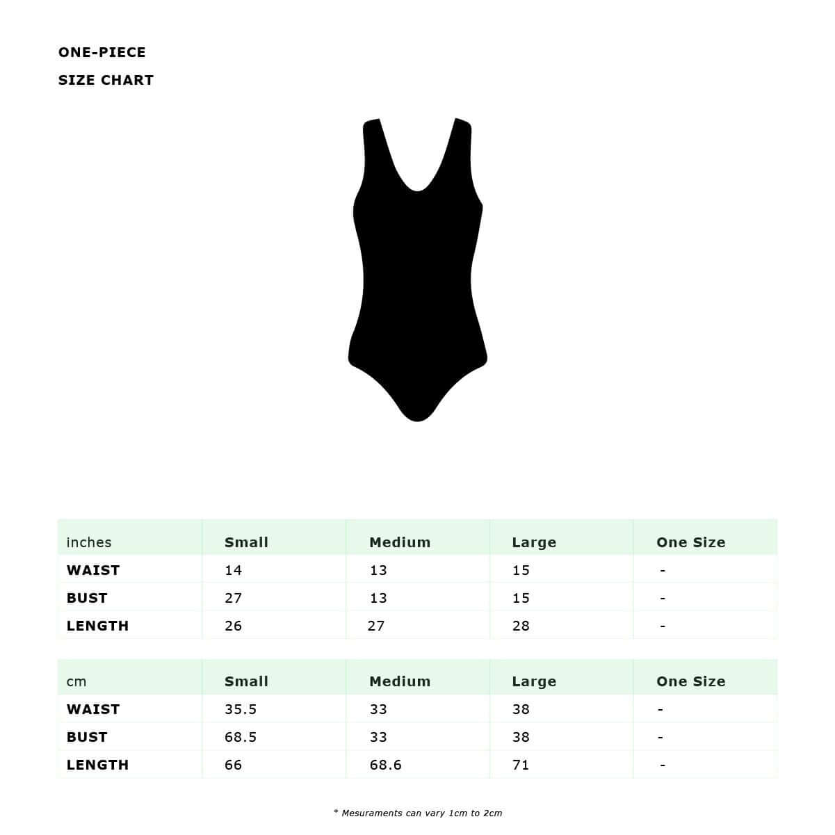 Size chart for Sophie Lurex Long Sleeve Bodysuit with detailed measurements for small, medium, and large.
