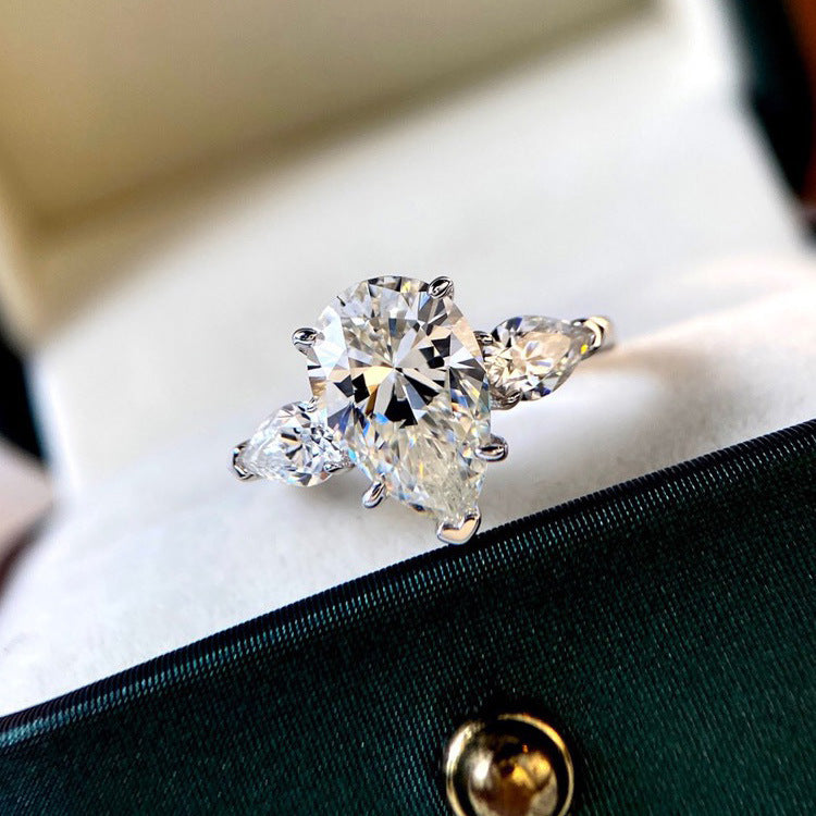 Waterdrop Pear-Shaped Lab-Grown Moissanite Ring For Women