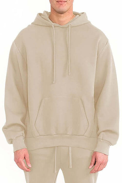 Mens Solid Tech Fleece Hoodie – Comfort Meets Everyday Style in light beige color.
