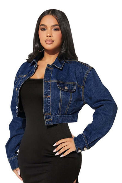 WOMEN FASHION DENIM JACKET on model, featuring a chic and casual hobo silhouette perfect for stylish looks.
