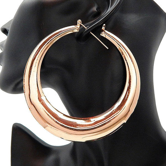High Polished Hollow with Circle Hoop Earrings