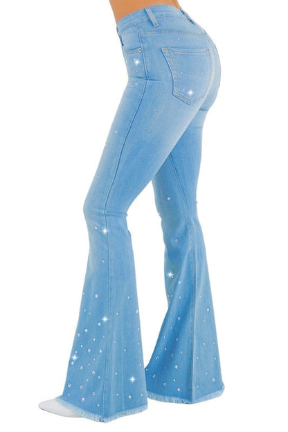 Vegas Glam Bell Bottom Jean in Medium Wash