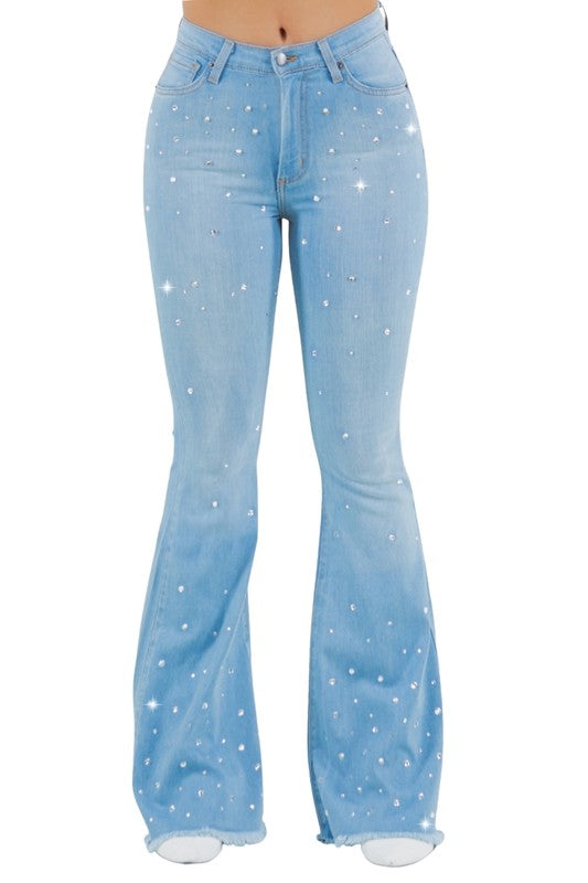 Vegas Glam Bell Bottom Jean in Medium Wash