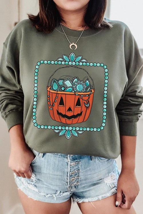 Halloween Basket pumpkin Graphic Sweatshirt