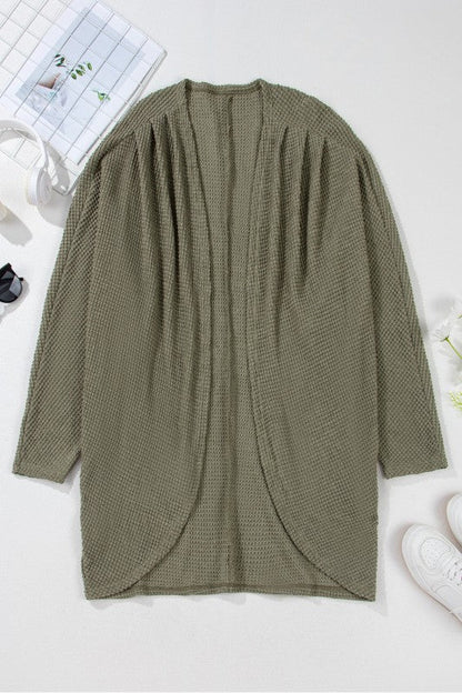 Knit Drop Shoulder Open Front Plus Size Cardigan