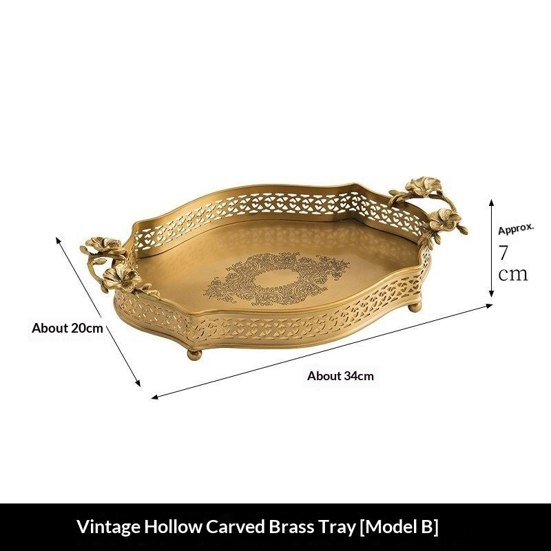 Brass Carved Tray For Home Decor