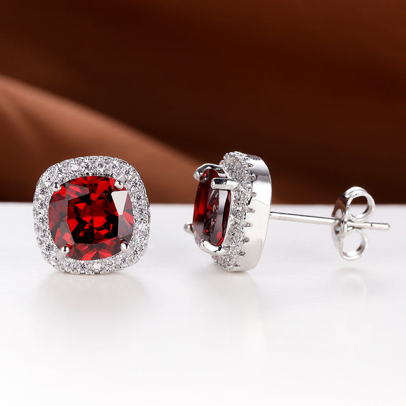 Korean-style Fashionable All-diamond Zircon Womens Stud Earrings