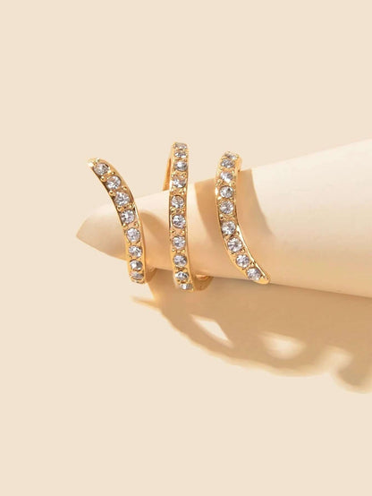 Bridal Jewelry Full Rhinestone Engagement Ring displayed elegantly with sparkling rhinestones and a unique spiral design.