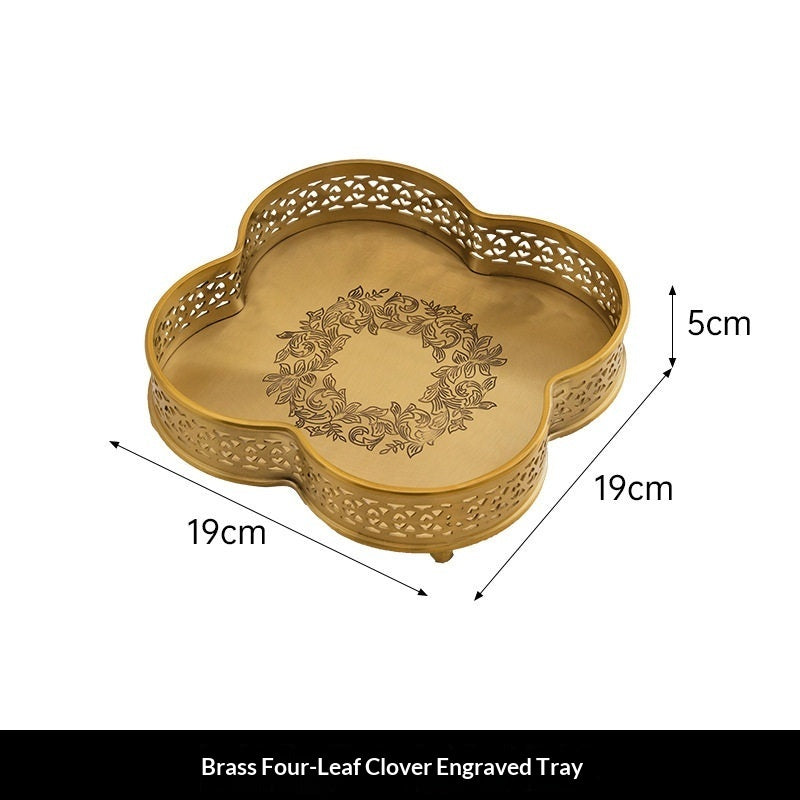 Brass Carved Tray For Home Decor