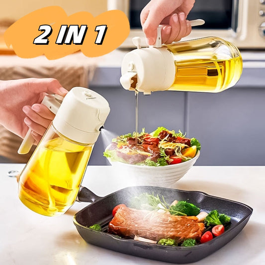 470ML Glass Olive Oil Sprayer & Dispenser – 2-in-1 Spray & Pour Bottle