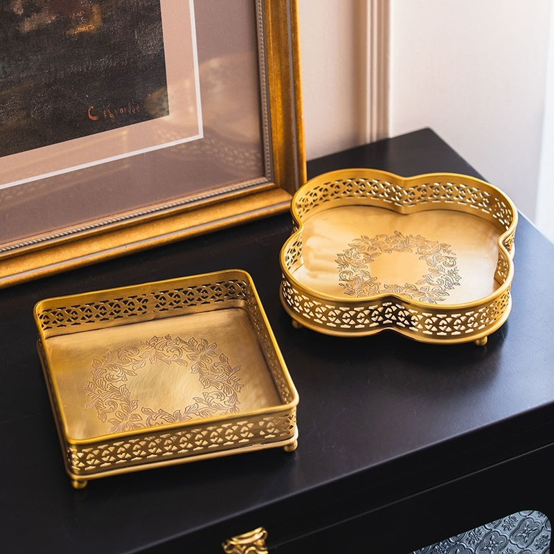 Brass Carved Tray For Home Decor