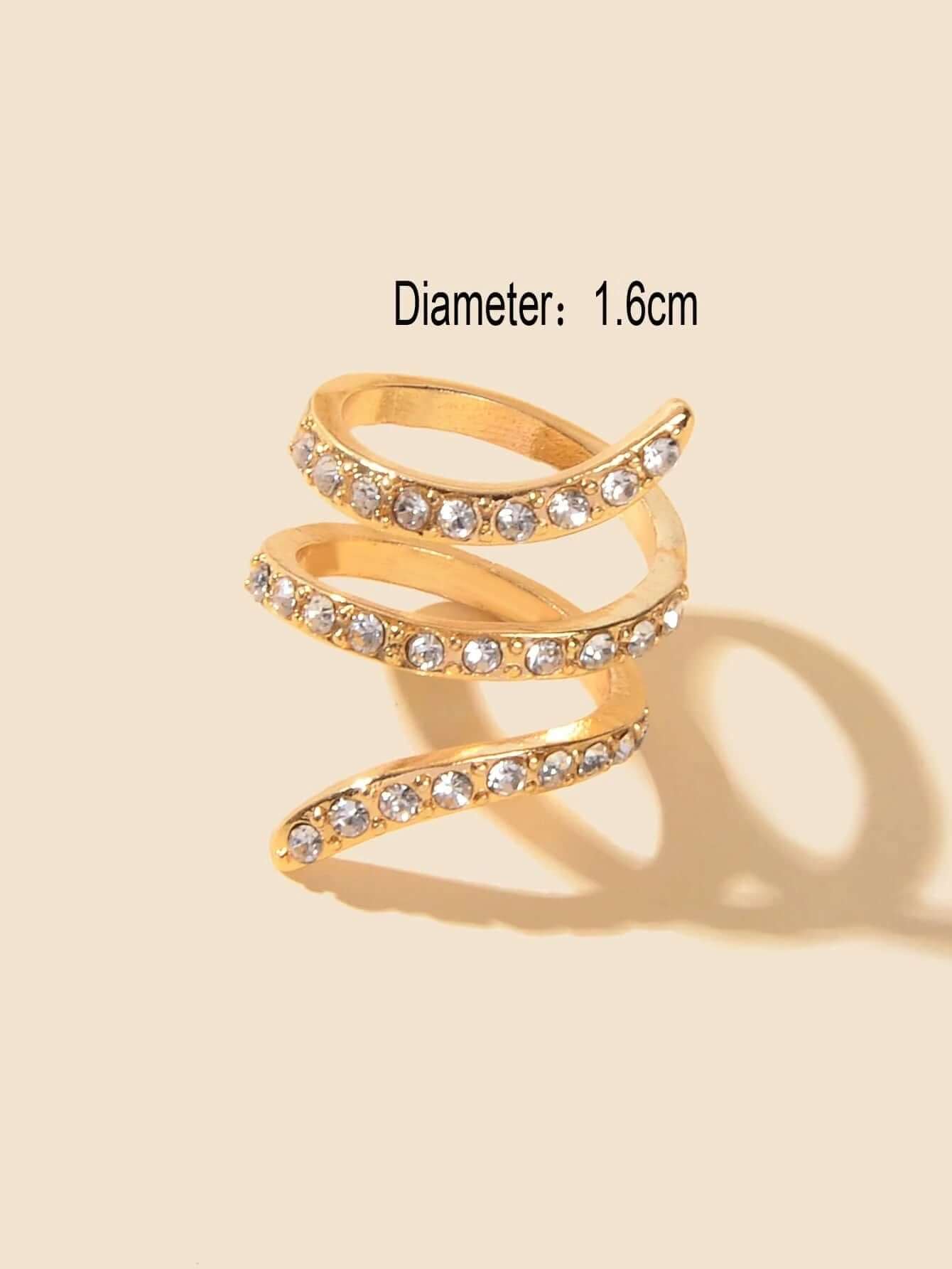 Bridal Jewelry Full Rhinestone Engagement Ring featuring a unique spiral design with premium-grade rhinestones.