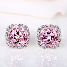 Korean-style Fashionable All-diamond Zircon Womens Stud Earrings