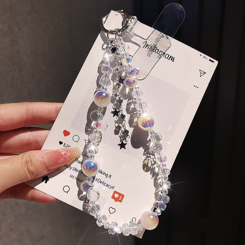 Star-diamond Tassel Crystal Phone Case Charm With Beads