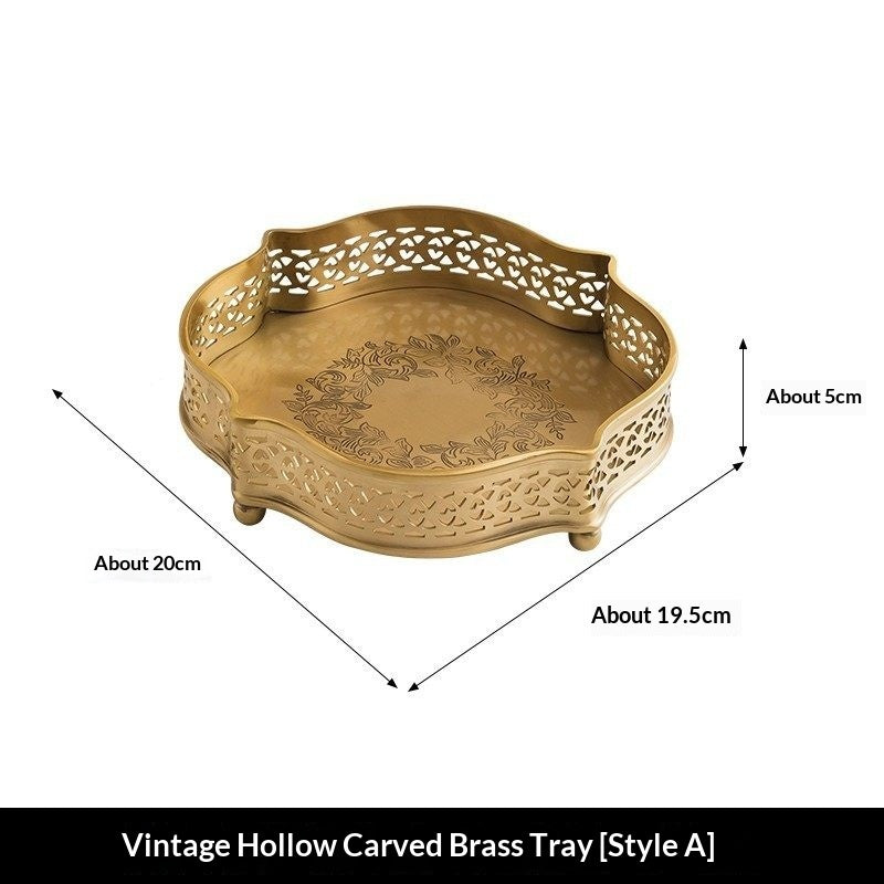 Brass Carved Tray For Home Decor
