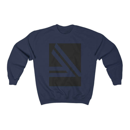Men's Double Slanted Logo Crewneck Sweatshirt in navy blue, featuring a modern graphic design.