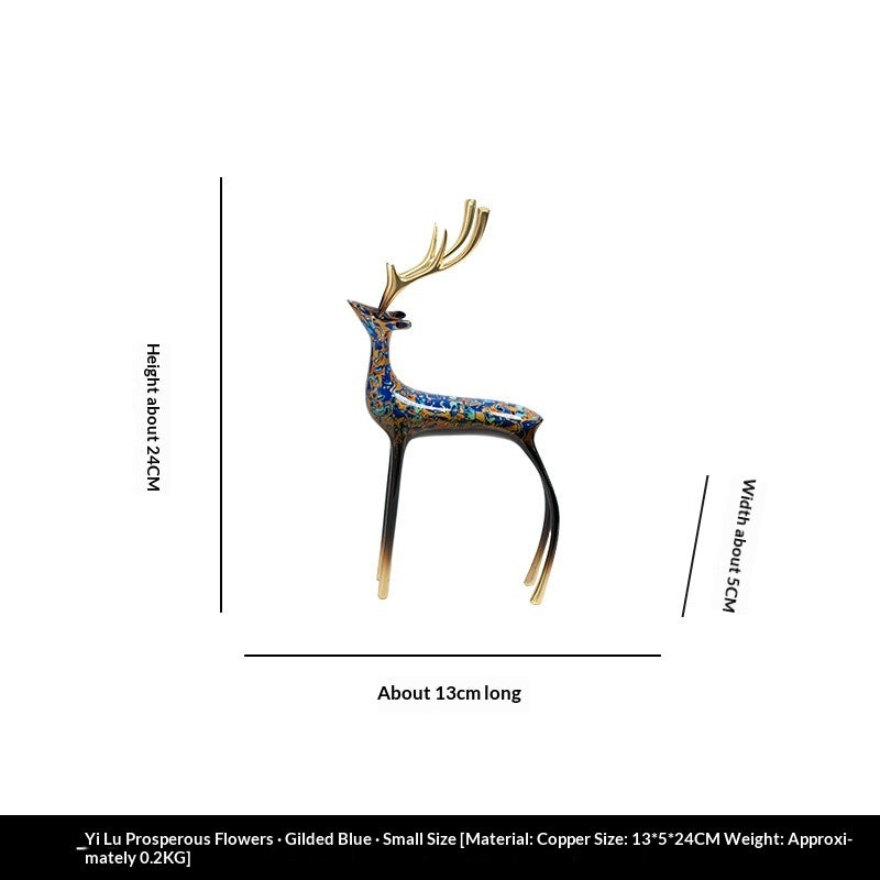 Light-Luxury Modern Decor Lacquered Copper Deer Ornament