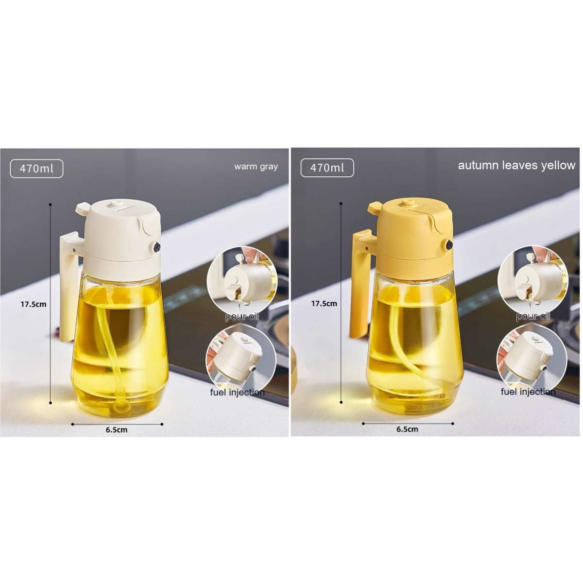 470ML Glass Olive Oil Sprayer & Dispenser – 2-in-1 Spray & Pour Bottle