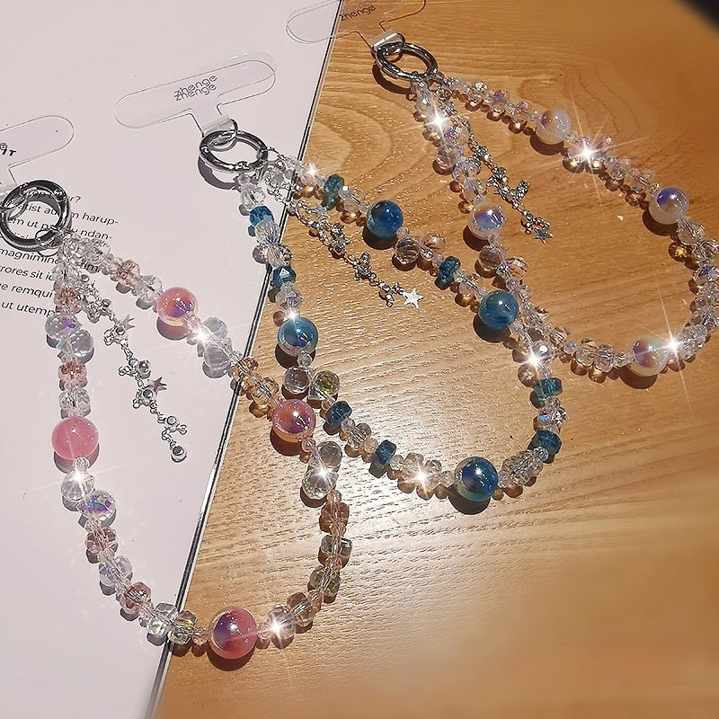 Star-diamond Tassel Crystal Phone Case Charm With Beads