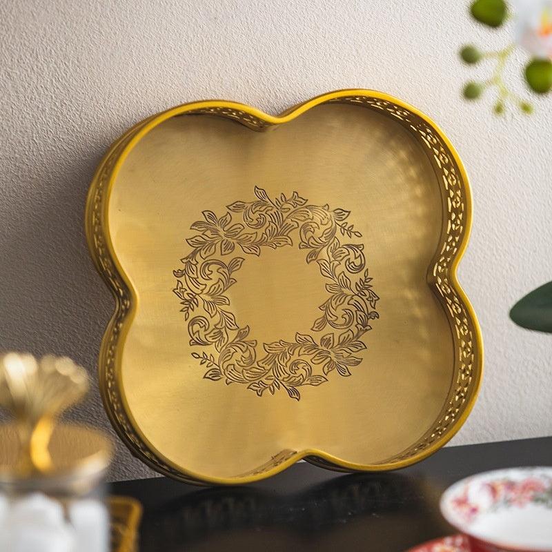 Brass Carved Tray For Home Decor