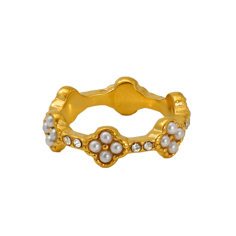 Womens Flower Petal Ring With Colorful Diamonds