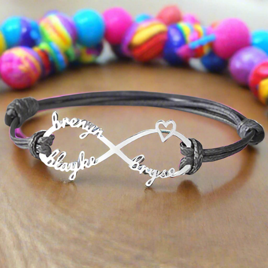 Mom Bracelet With Kids Names, Infinity Bracelet With Names,Mom Jewelry