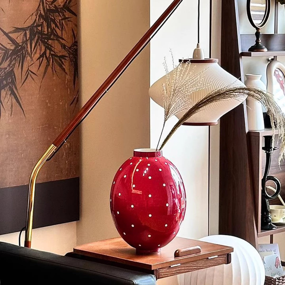 Ceramic Red Vase Home Entryway Decoration