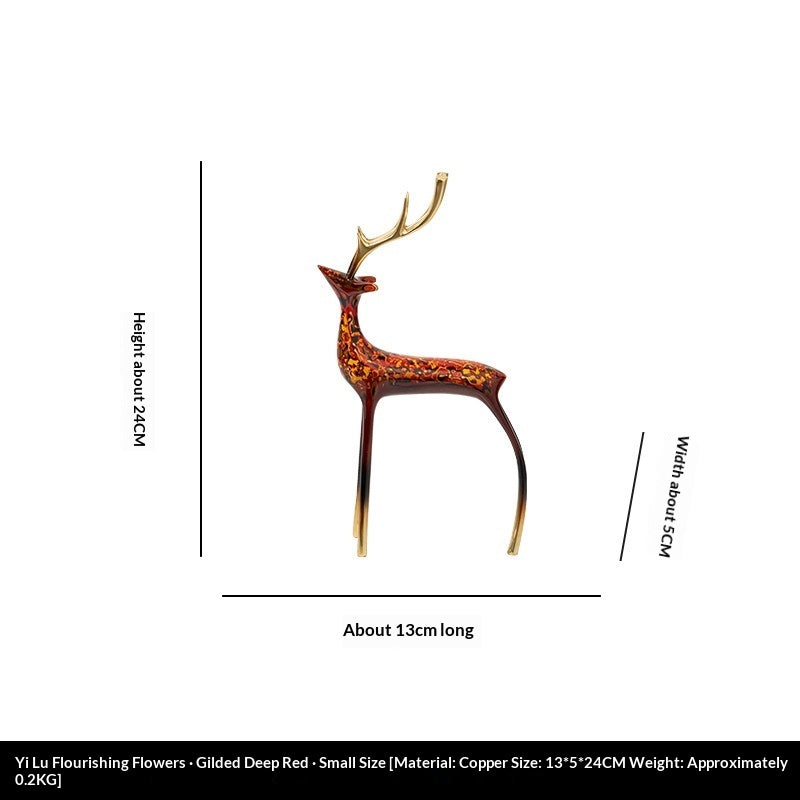 Light-Luxury Modern Decor Lacquered Copper Deer Ornament