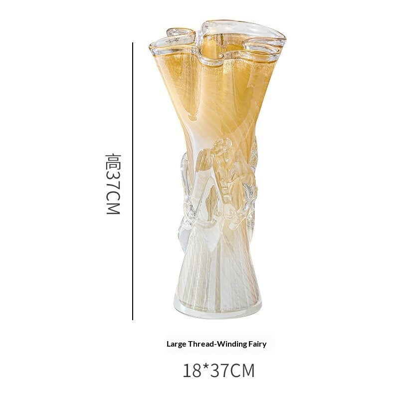 Amber Glass Hydroponic Vase Art Decor Piece