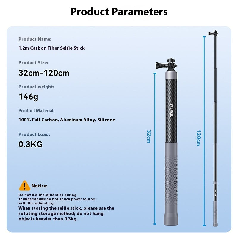 12 M Carbon Fiber Selfie Stick