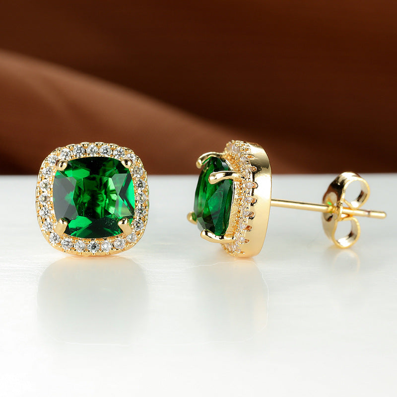 Korean-style Fashionable All-diamond Zircon Womens Stud Earrings