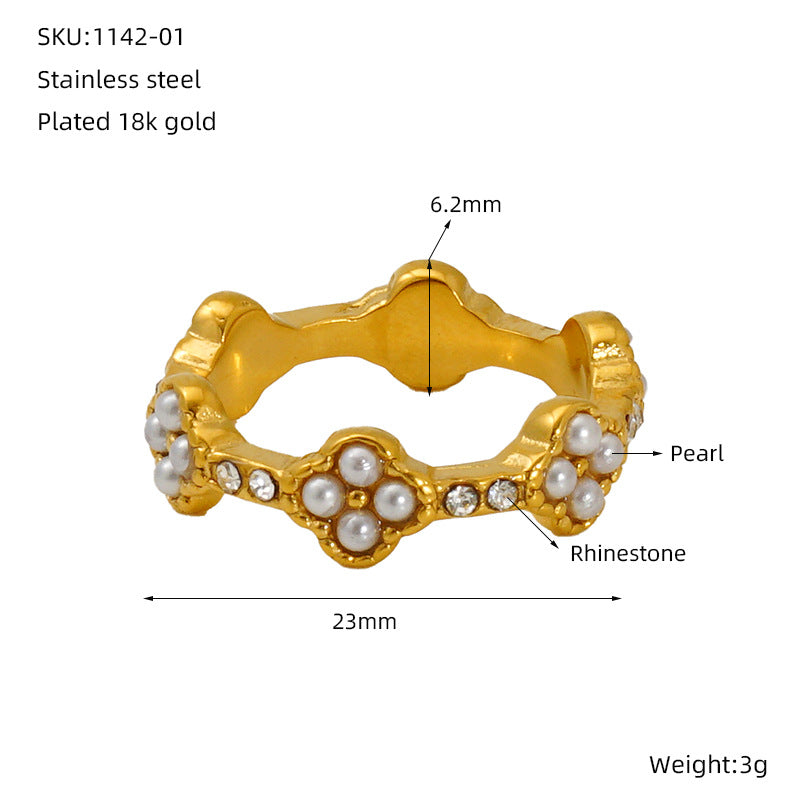 Womens Flower Petal Ring With Colorful Diamonds