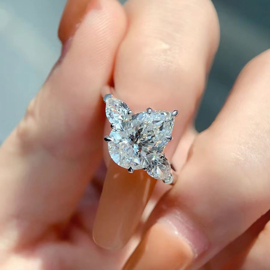 Waterdrop Pear-Shaped Lab-Grown Moissanite Ring For Women