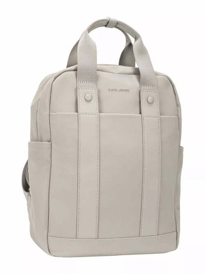 David Jones Canvas Backpack Bag with Dual Handle in light gray color, featuring dual handles and minimalist design.