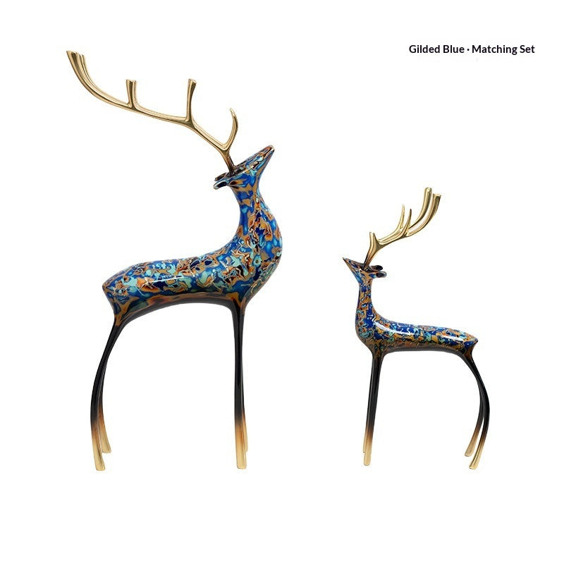 Light-Luxury Modern Decor Lacquered Copper Deer Ornament