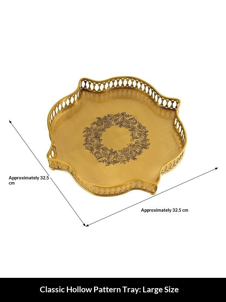 Brass Carved Tray For Home Decor